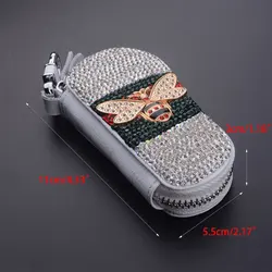 Car Key Bag Cute Bee Diamond Multi-function Zipper Universal Lady Driver's License Organizer Auto Key Cover Accessories