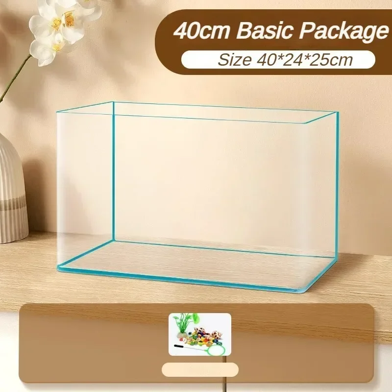 Glass Fish Tank Explosion-proof Glass Thermal Bending Desktop Small Aquarium Turtle Ecological Tank with Decorated Accessories