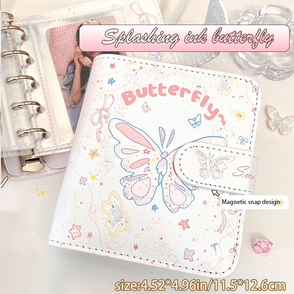 Álbum de Fotos de Cuero con Diseño de Mariposa, Álbum de Tarjetas de 3 Pulgadas, Álbum de Fotos Pequeñas para Celebridades, Álbum de Almacenamiento de Fotos Polaroid