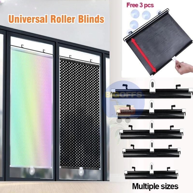 Sunshade Roller Blinds Curtains Blackout Curtain Suction Cup Punch-free Retractable Window Kitchen Privacy Drape for Bedroom Car