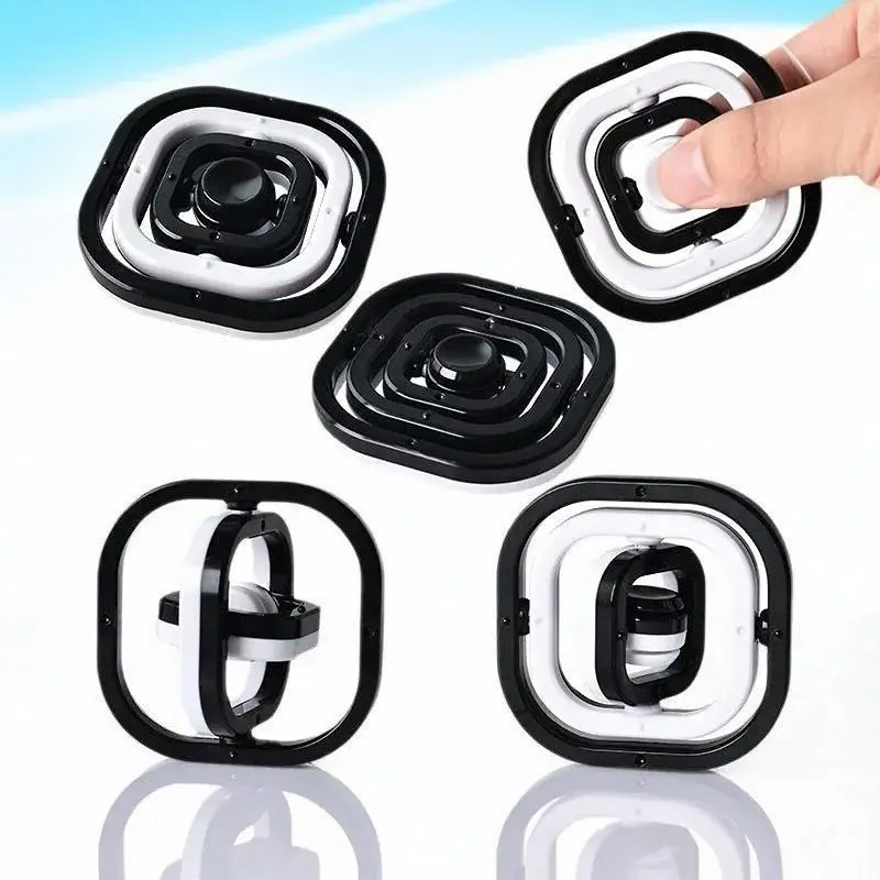 Giocattolo di agitazione giroscopico con punta delle dita in bianco e nero Alleviare lo stress Spinner Flip illimitato TDAH Giocattolo di rilevamento dell'ansia Regalo per bambini per adulti