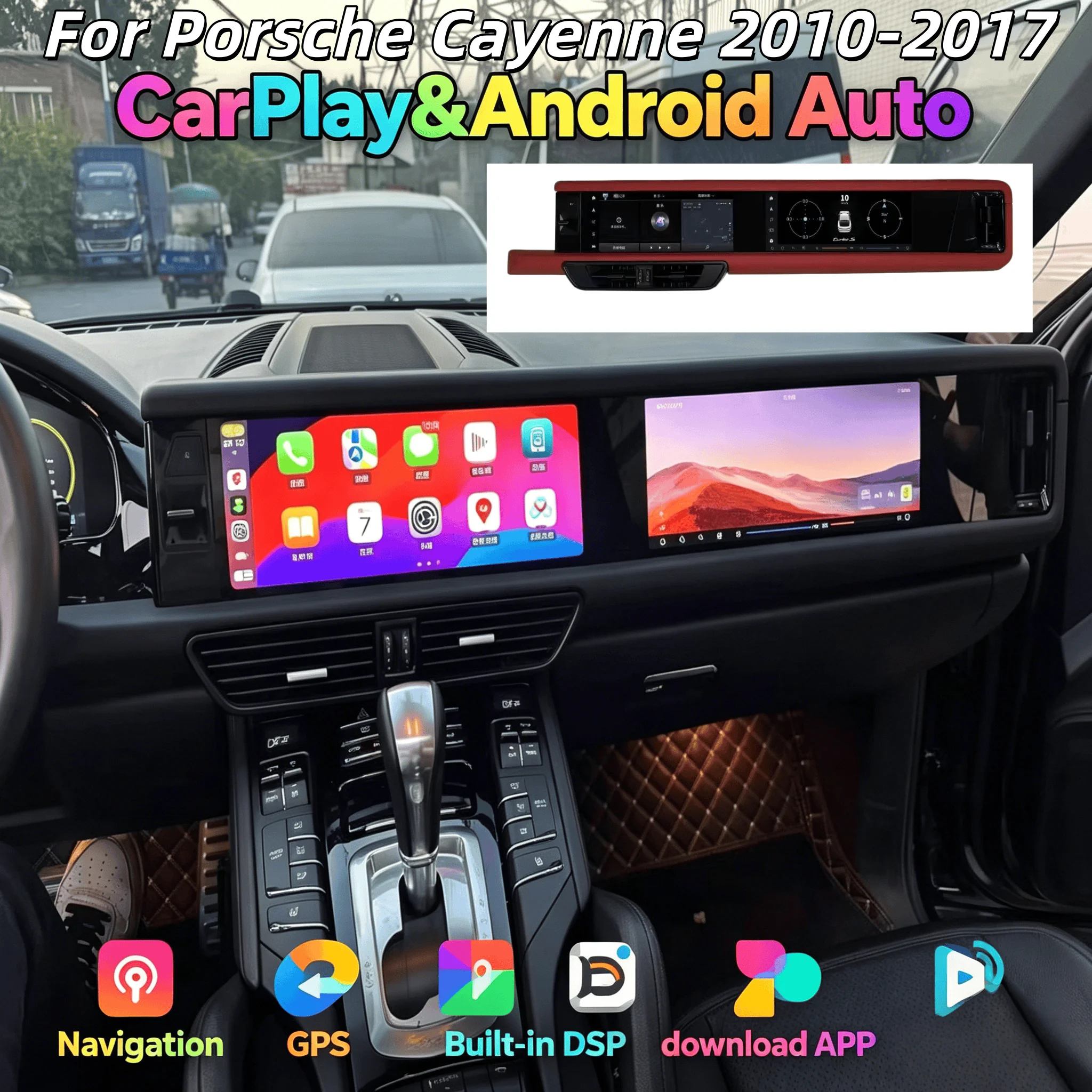 Dual Touch Screen Android Car Radio For Porsche Cayenne 2010-2017  Carplay Audio Auto Stereo Multimedia Video Player Head Unit