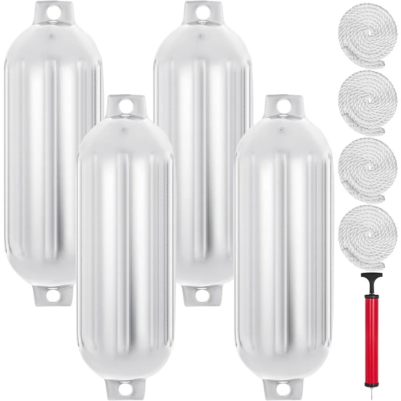 

Boat Fenders ，Ribbed Twin Eyes ，Pack of 4 and Pump to Inflate