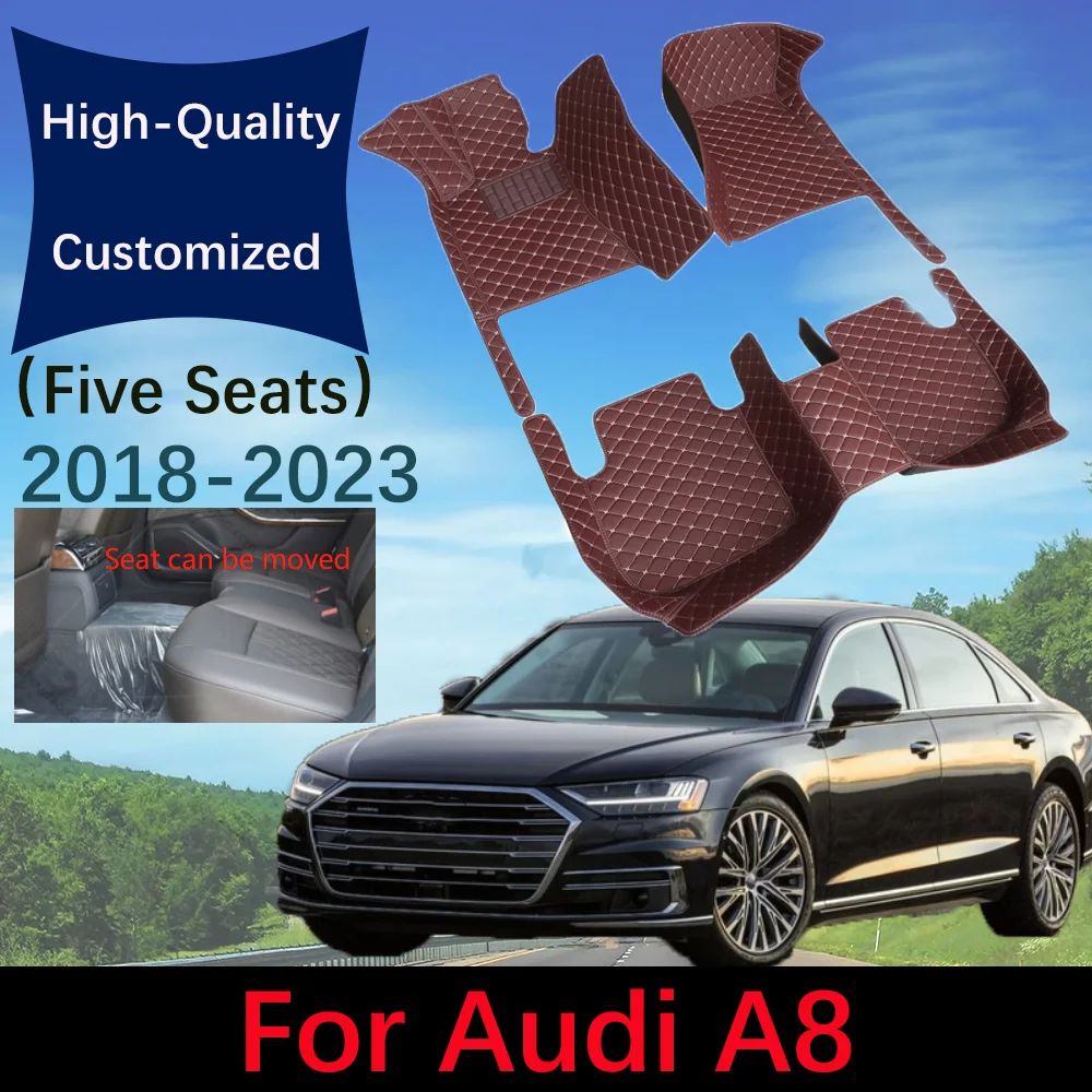 

Автомобильные коврики на заказ для Audi A8 MK4, пять сидений 2018, 2019, 2020, 2021, 2022, 2023, детские коврики, подкладки для ног, аксессуары