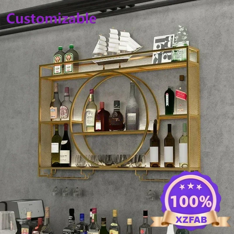 Factory Direct 2026 Wall Mount Wine Rack Bottle Wine Bar Cabinet Holder Adapt Single Miniature Black Cup Glass Storage Wine
