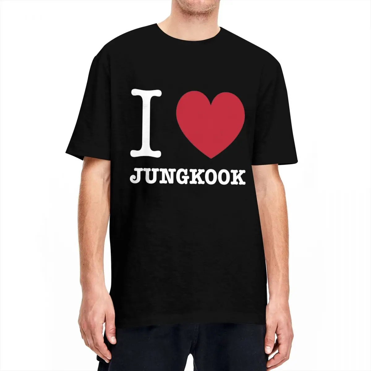 I Love Jungkooks Boys T-Shirt Men's 100%Cotton Clothing Novelty Round Neck Short Sleeve