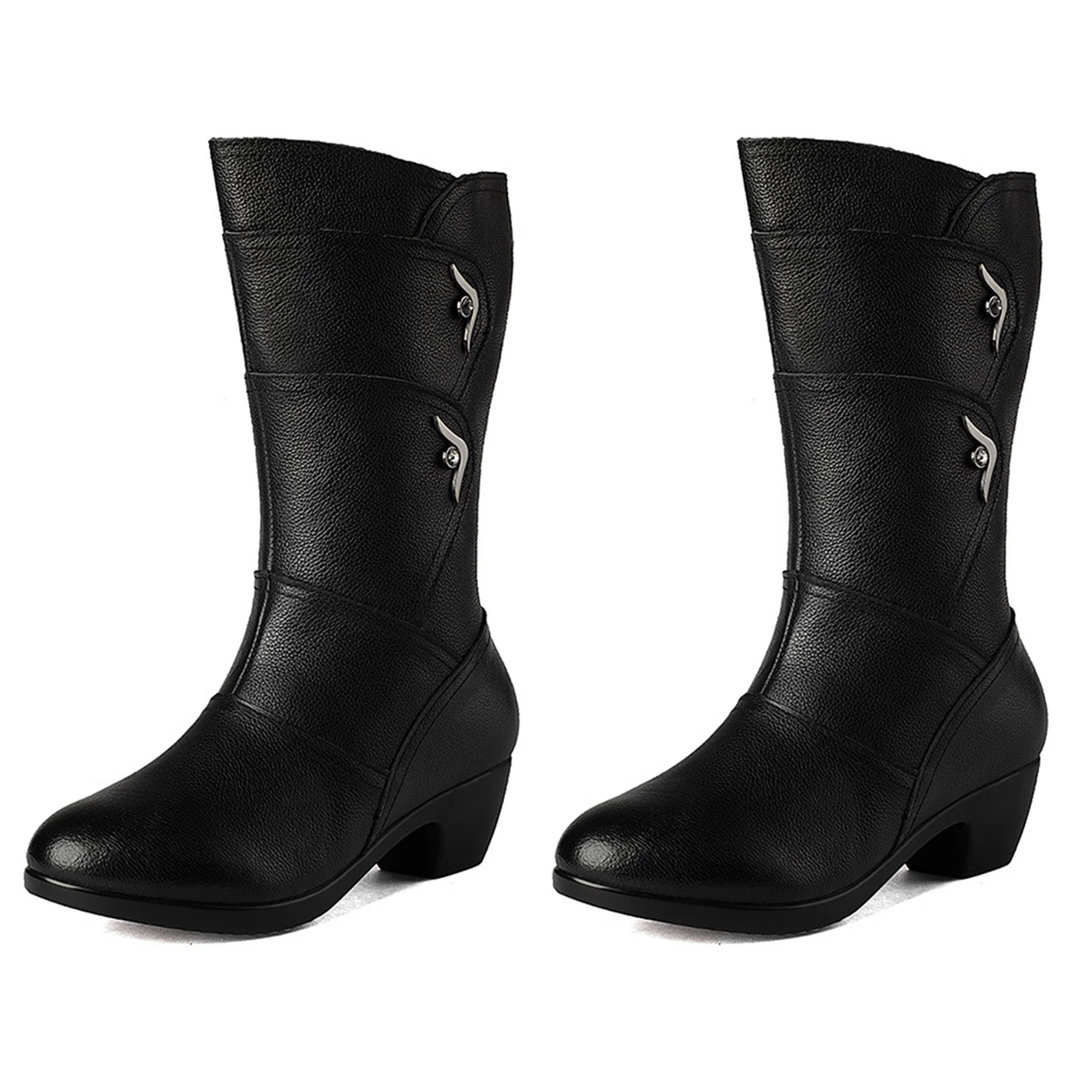 Boots Female Fall Winter Boots without Grinding Feet PU Leather Boots Suitable for Going Beach Side Wear