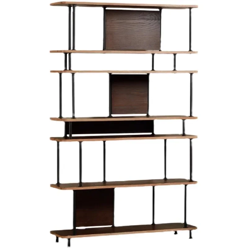 Log open irregular wrought iron multi-layer bookshelf