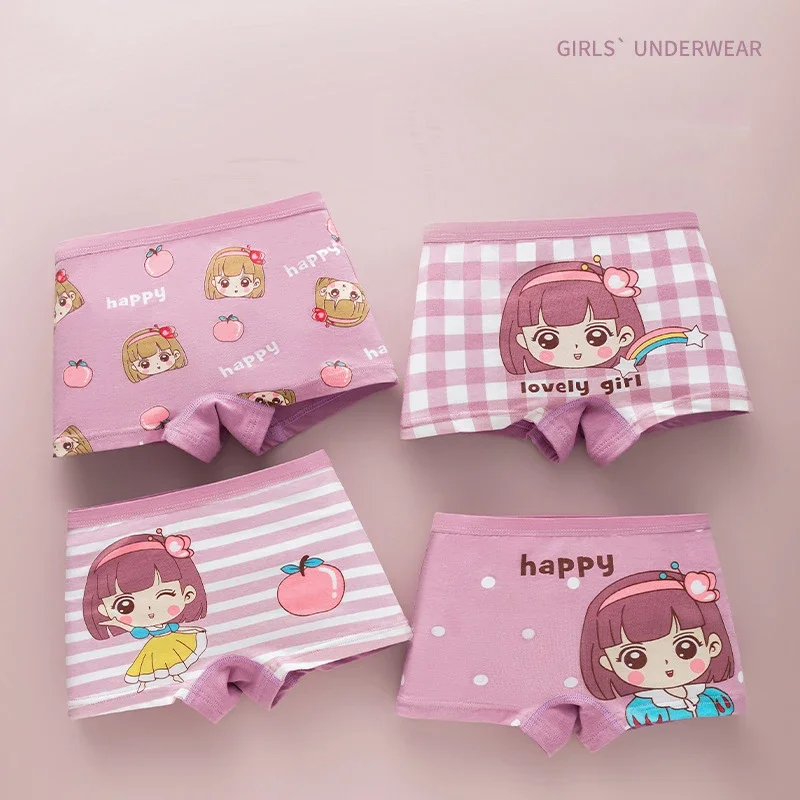 

4 Pcs/lot Girl Underwear Kids Children Girl Panties Cotton Soft Cartoon Child Underwear for Kids Boxer Girls Panties Breathable