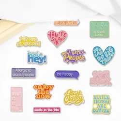 Creative Trendy Cartoon Color Text Oil Drop Lapel Brooch Badge Pin Denim Bag Gift Men Women Fashion Jewelry Accessories