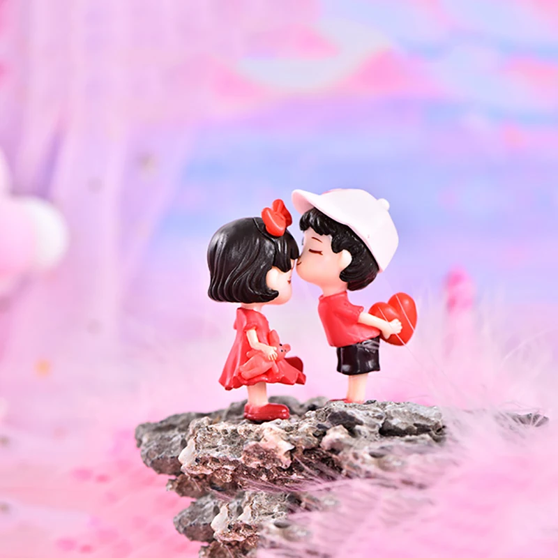 2PCS คนรักตัวเลขคู่ Miniature Desktop Home Decor เด็กผู้หญิงรุ่น Princess Fairy Garden ตุ๊กตาของขวัญวันวาเลนไทน์