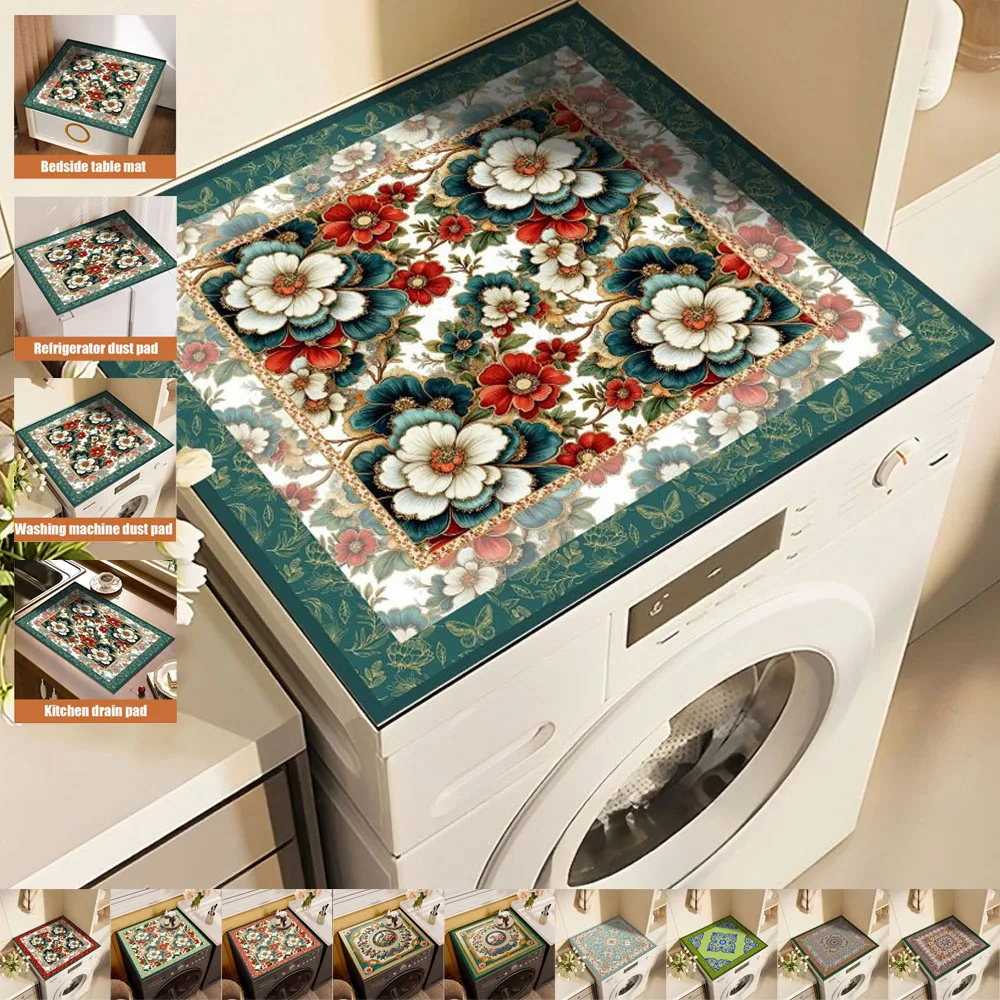 

1PC Retro Washing Machine Covers Kitchen Absorbent Coffee Machine Refrigerator Cover Pad Drain Pad Microwave Oven Insulation Pad