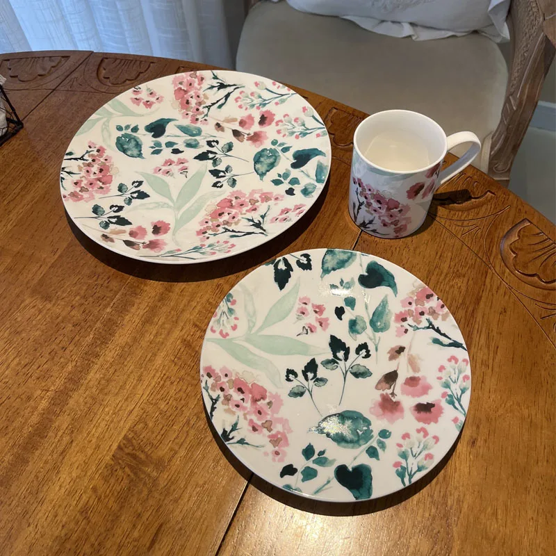 Nordic Idyllic Ceramic Plate Ornaments Kitchen Dining Table Hotel Vegetable Plate Fruit Plate Coffee Cup Crafts Home Decoration