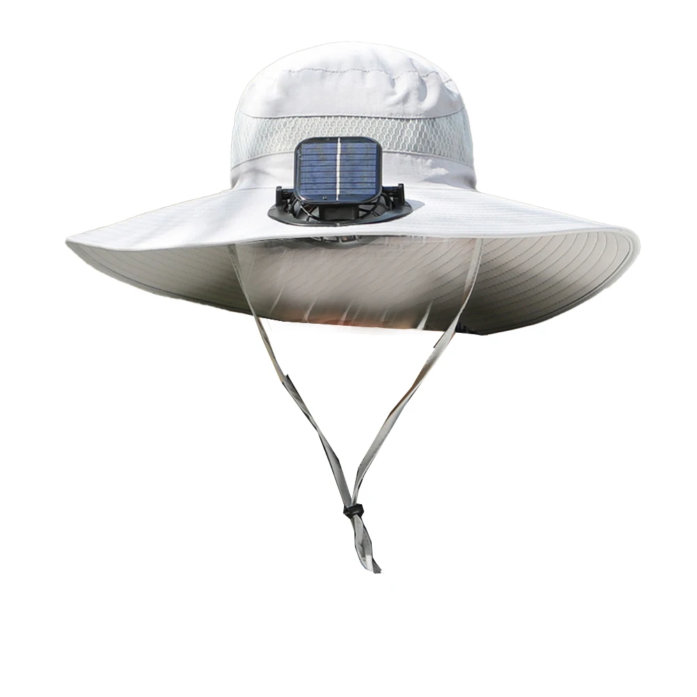 Sun Protection Fishing Hat com construído no ventilador, leve e respirável, ótimo para corrida e ciclismo