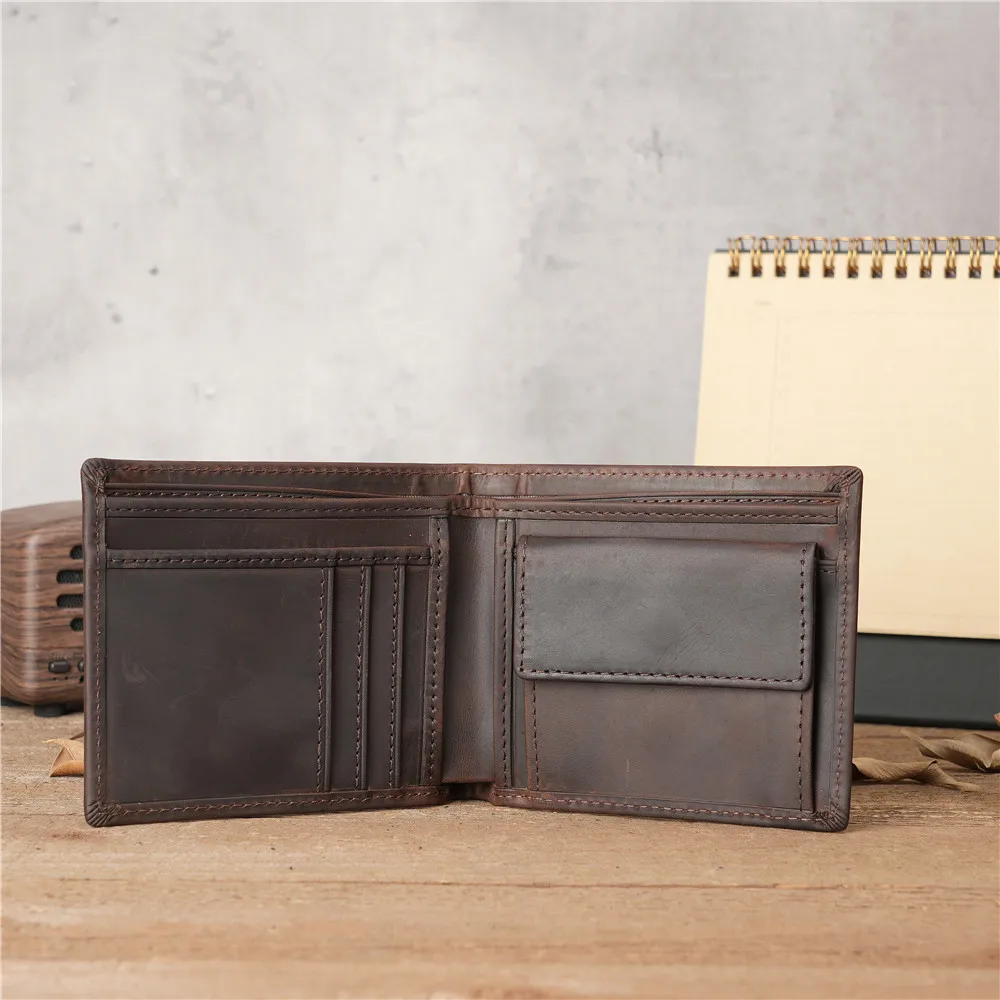 

Men's Short Wallet Genuine Leather Vintage Purse ID Credit Card Holder Coins Purse Fashion Coin Pocket Multiple card slot wallet