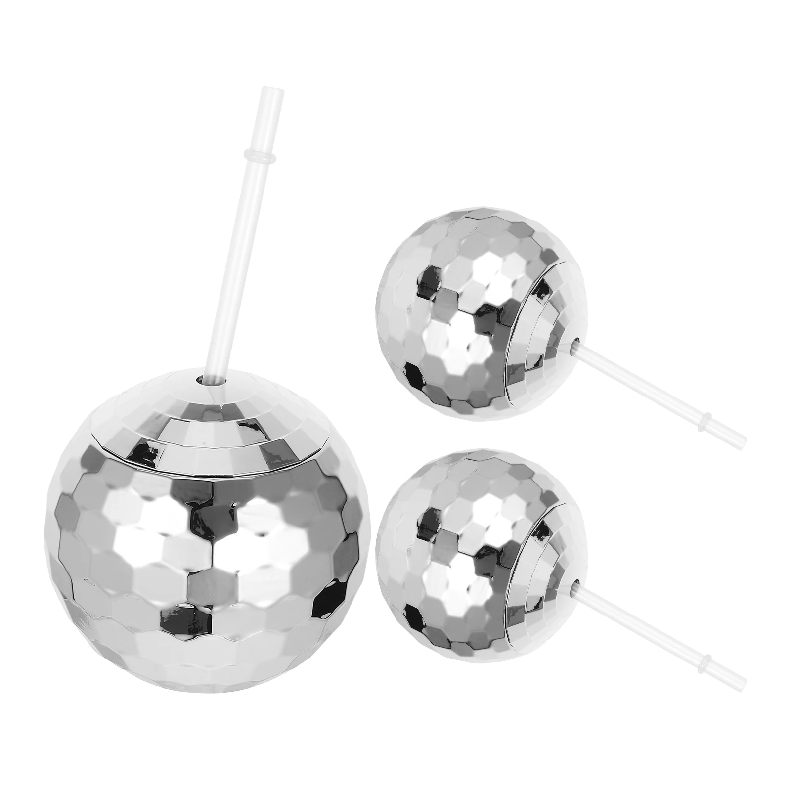 

3pcs Silver Ball Cup 600ML Retro Drinking Glasses Party Ripple Glassware Material Juice Cups Decorative Balls