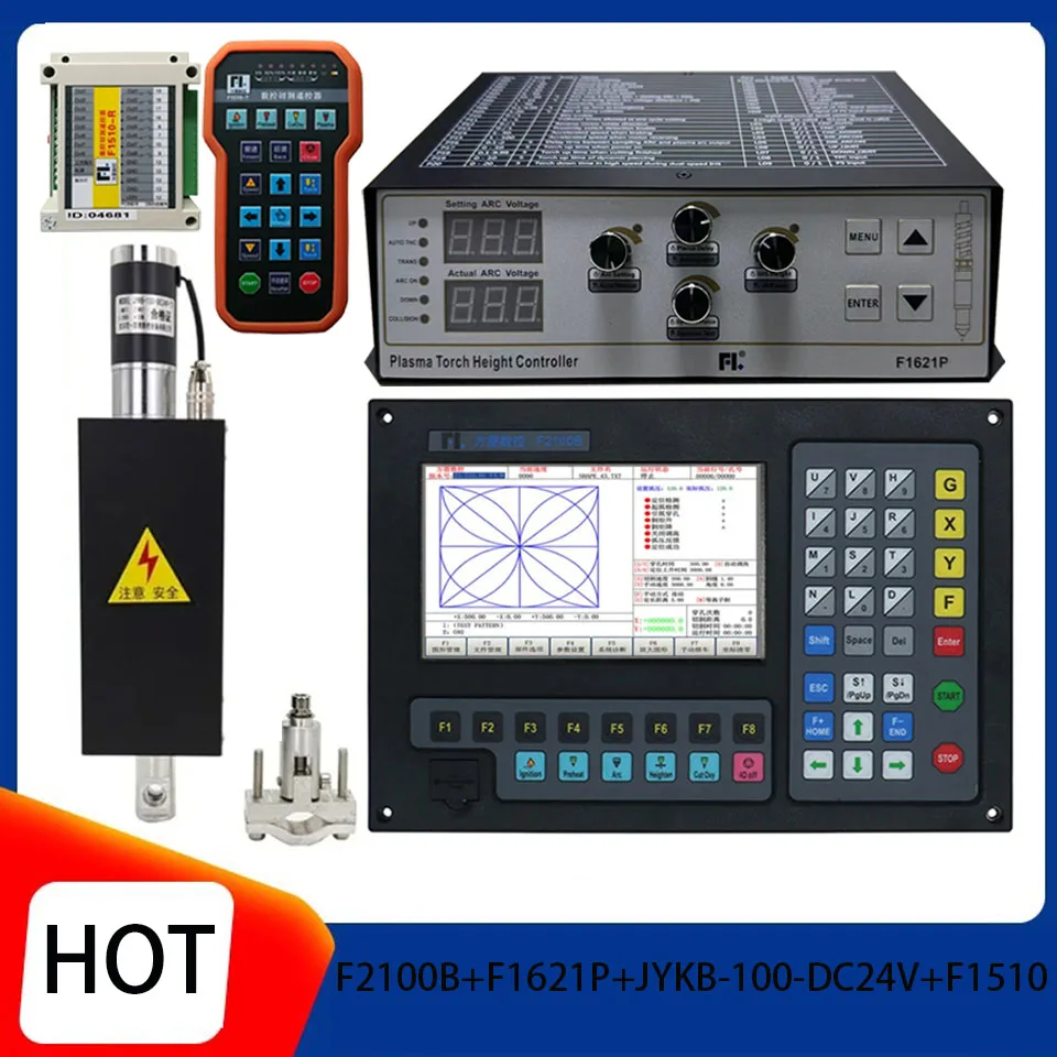 

CNC plasma controller kit F2100B+F1621+JYKB-100-DC24V-T3+F1510 wireless remote control 2-axis CNC cutting torch height control