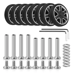 8Pcs Black Luggage Wheel Replacement with Screw Travel Luggage Wheels Replacement Suitcase Parts 55mm Axles Caster Wheel Repair