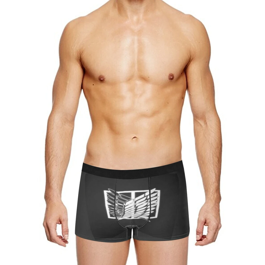 Ali della libertà Attack on Titan Retro traspirante seta del latte Boyshorts elastico intimo da uomo 3D Boxer slip Boxer