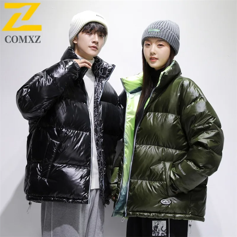 COMXZ White Duck Down Jacket Gradient Color Trendy Thick Warm Skiing Puffer Jacket Snowy Windproof Winter Jacket Men's Clothing