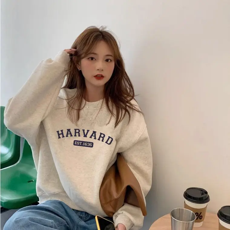 

2024 new ins super hot sweatshirt for women autumn and winter Korean version thickened bf lazy jacket letter printed loose tops