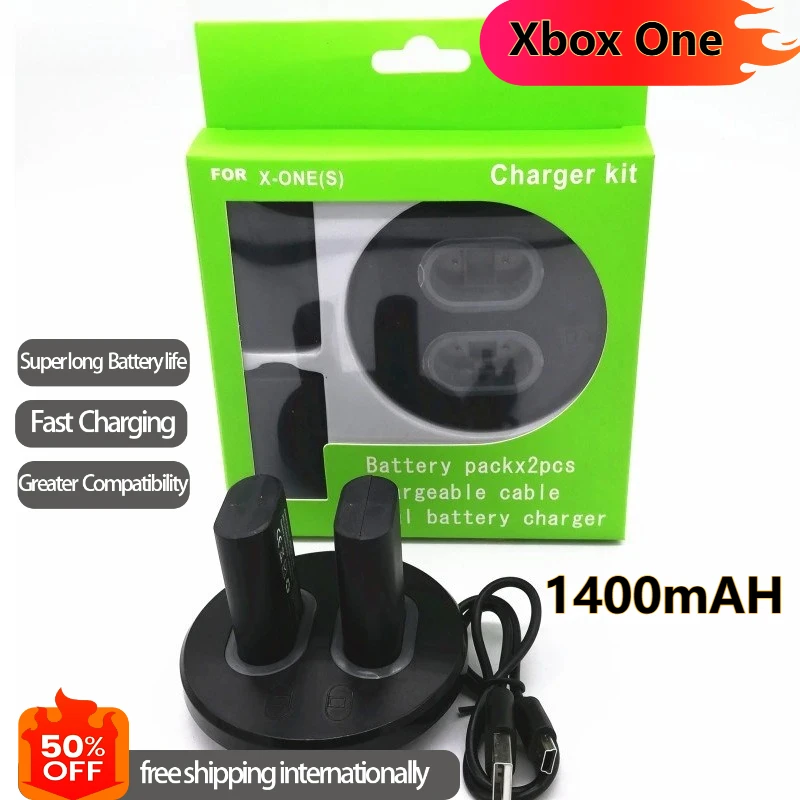 Pack de batteries rechargeables 1400 mAh pour manettes Xbox Series X/S et Xbox One S/X avec kit de chargeur