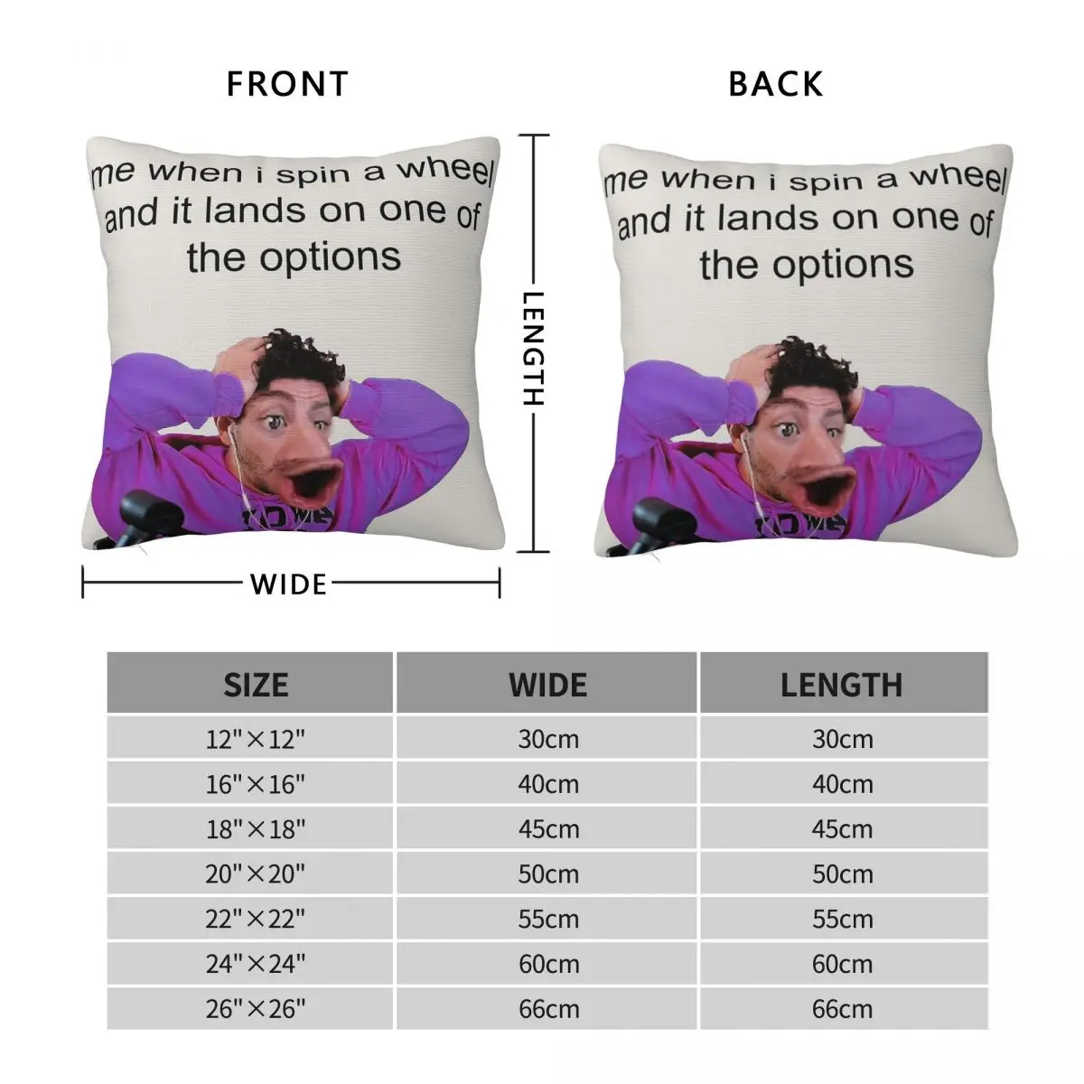 Me When Wheel Options Square Pillowcase Polyester Linen Velvet Printed Zip Decorative Sofa Seater Cushion Cover 18