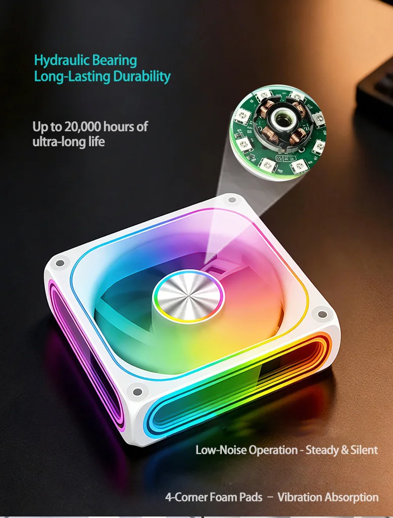 PWM ARGB Computer Cooling Fan Hydraulic Bearing Low Noise High Airflow 12cm for ASUS Gigabyte RGB Sync Chassis Liquid Cooler Fan