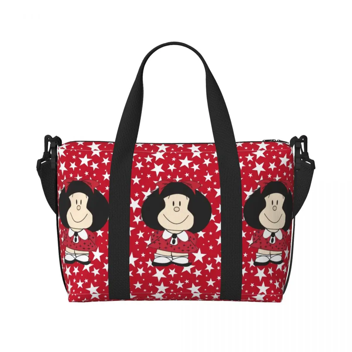 Custom Kawaii Mafalda Cartoon Grocery Shopping Tote Bag Women Big Capacity Anime Gym Beach Travel Bags