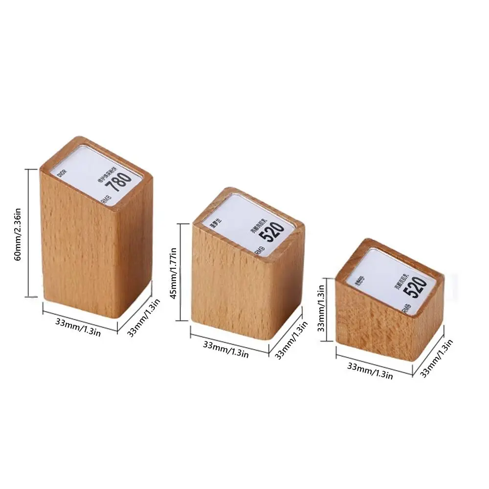 Multi-size Price Tag Holder Acrylic Window Kahki Coffee Display Stand Price Labeling Rack Wood Base Name Card Tags Holder view 6
