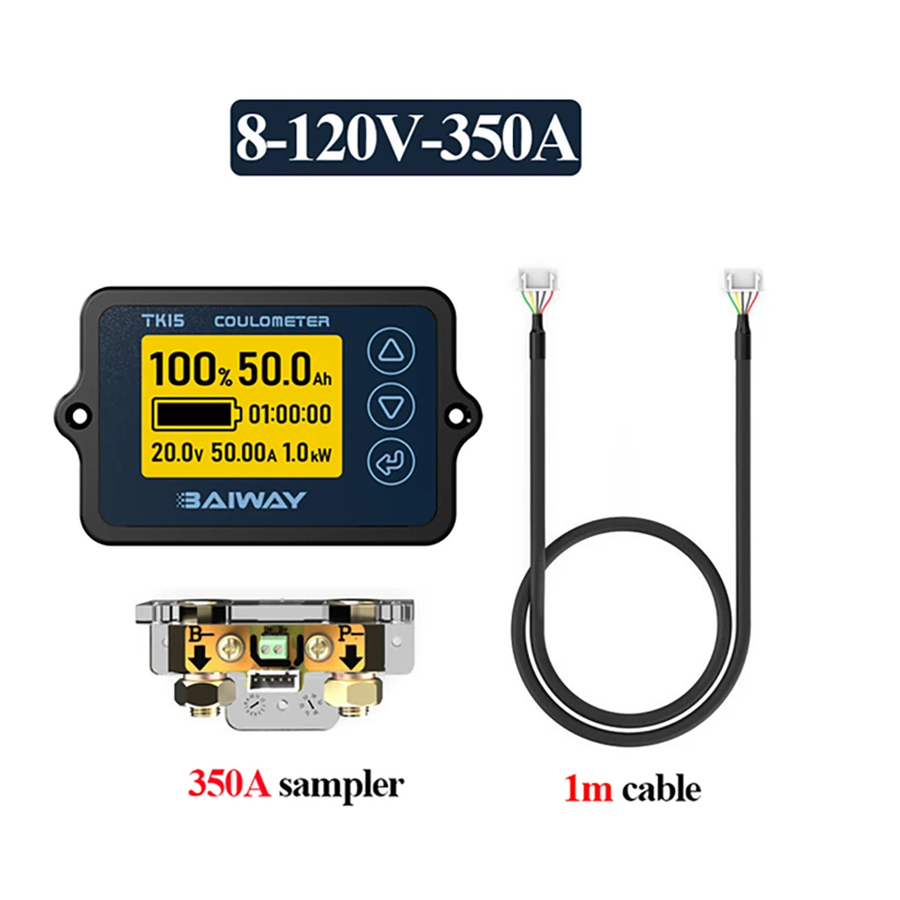 TK15H Battery Coulometer 8-120V 50A/100A/350A High Precision Battery Capacity Tester Voltage Current Power SOC Battery Monitor