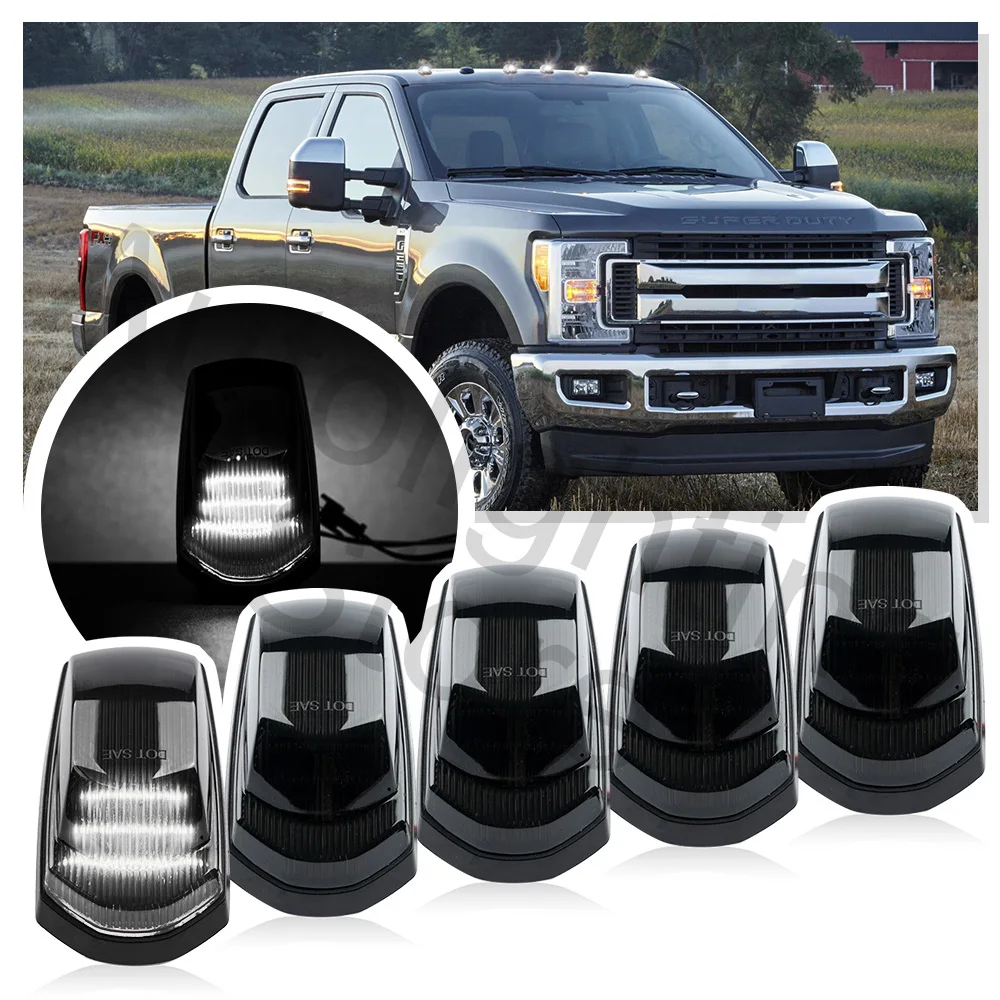 

5pcs LED Front Cab Roof Lamps Housing For Ford F-250 350 450 550 Super Duty Top Clearance Marker OEM Front Cab Roof Bulbs Shell