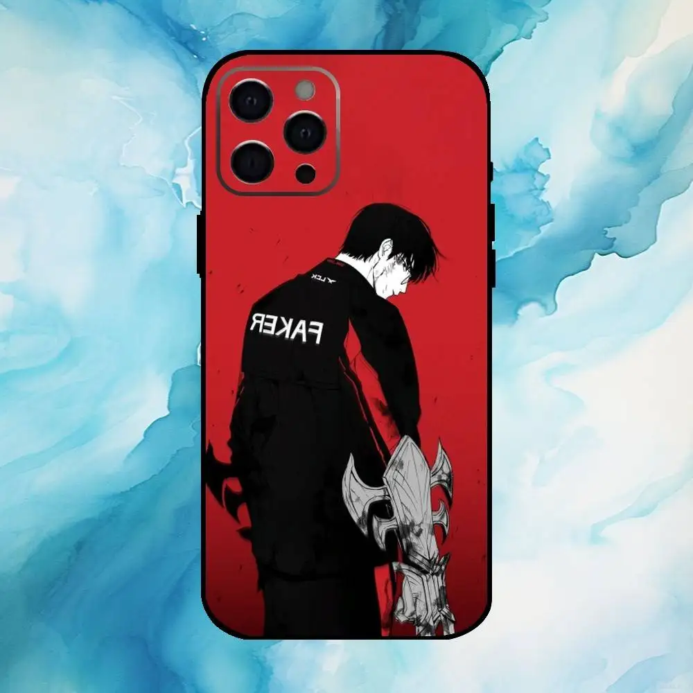 Funda de teléfono SKT T1 Faker L-LOL para iPhone17,16,15,14,13,12,11 Plus,Pro Max, funda negra suave