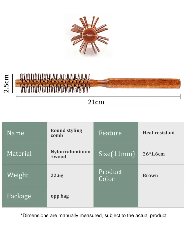 3-teiliges Pro-Haarbürsten-Set mit Holzgriff, Bistle-Toupiertoupet-Kamm, Lockenbürste, Mini-Twist-Rundbürsten für Volumen-Styling an den Haarwurzeln – Detail 15