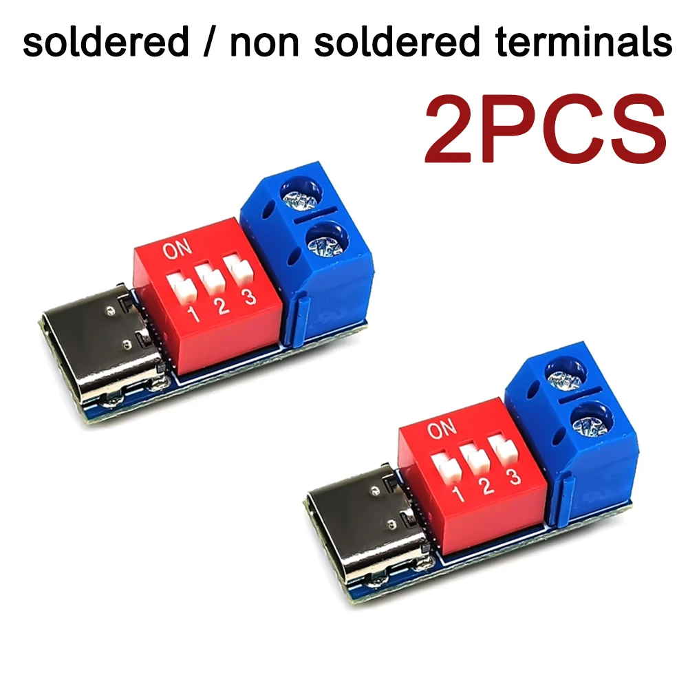 2PCS Lurer Fast Charging Trigger Module Fast Charging Test Trigger Fast Charge Trigger Board PD/QC Decoy Board 4-21V TYPE-C