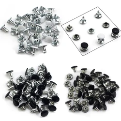 100set 6/8mm rivetti a doppio cappuccio in metallo borchie nero bianco testa tonda borsa artigianale in pelle cintura abbigliamento cappello scarpe collare per animali domestici Decor