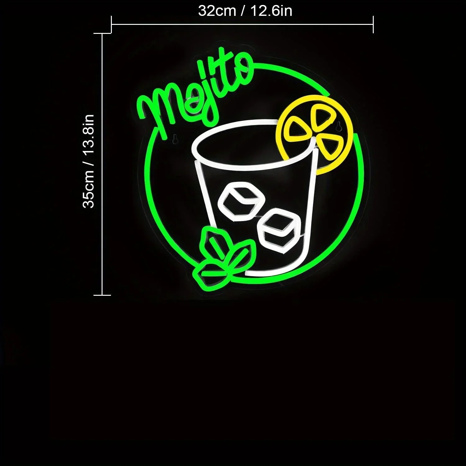 Mojito ضوء النيون تسجيل USB عكس الضوء LED النيون تسجيل جدار الفن الديكور لغرفة النوم غرفة المعيشة هدايا حفلة عيد ميلاد #4