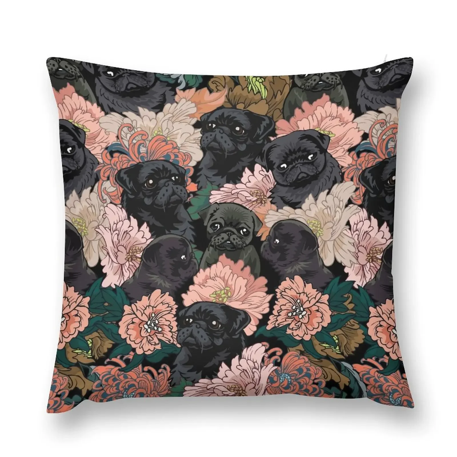 

Because Black Pug Throw Pillow Decorative pillow case Sofa Covers For Living Room pillow