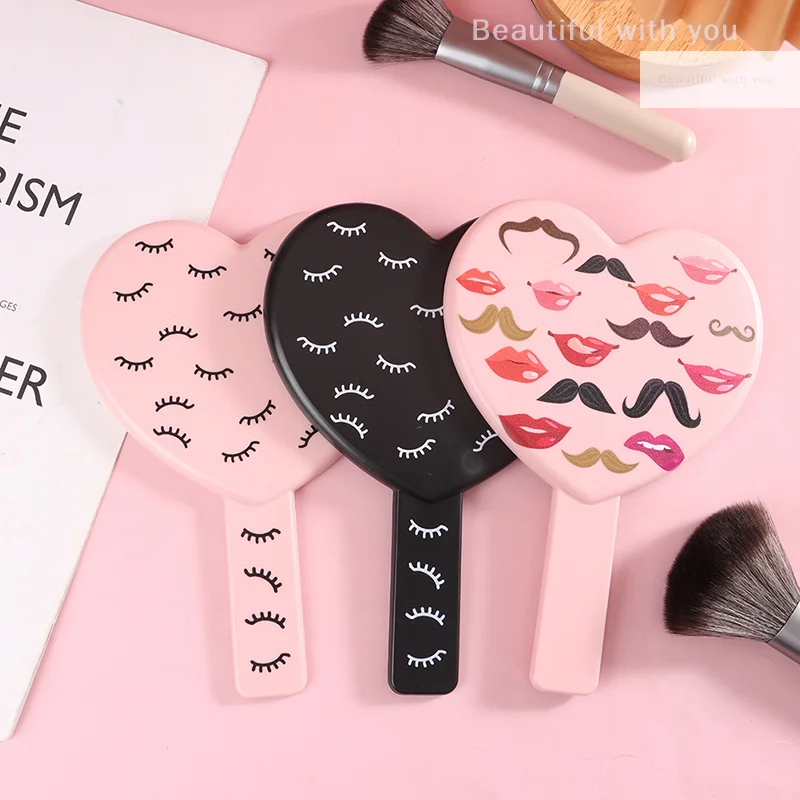 

Eyelash Extension Handheld Makeup Mirror Heart Shape Makeup Vanity Mirror with Handle Hand Mirror SPA Salon Compact Mirrors