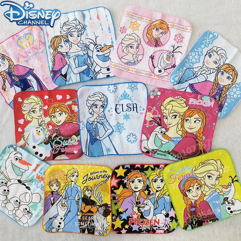 20*20 Disney Frozen Children's Towel Girl Anna Elsa Olaf Cartoon Small Square Cotton Cotton Children's Hand Towel Wholesale