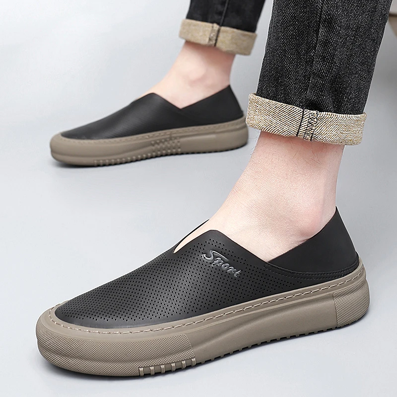 Spring Summer Breathable Hollow Leather Men Loafer Shoes Fashion Slip on Male Shoes Casual Shoes Man Party Wedding Footwear