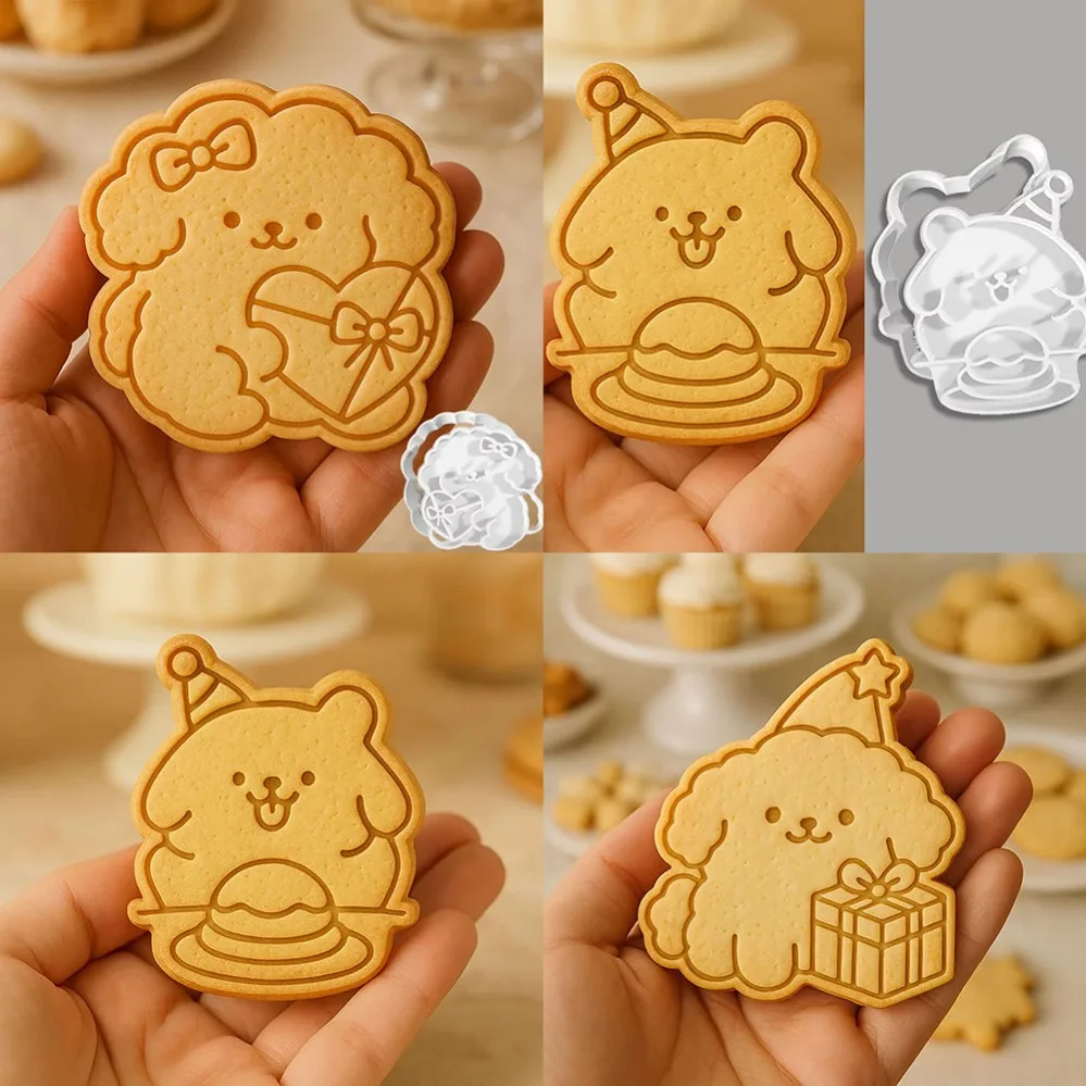 Birthday Dog Cookie Cutters Cartoon Cake Biscuit Mold Cookie Stamp Kitchen Baking Pastry Bakeware Dessert Supplies