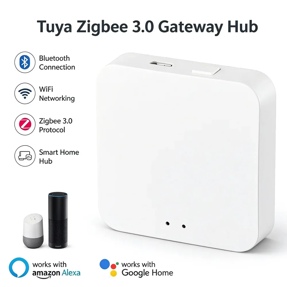 Tuya Zigbee 3.0 Gateway Hub Smart Home Wireless Bridge Smart Life APP Remote Control Automation Device Works with Alexa Google