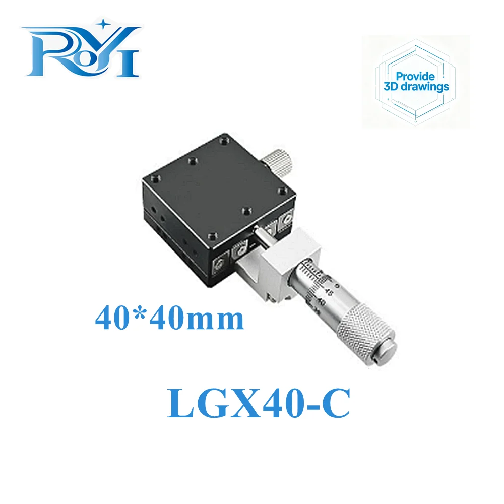X Axis 40mm LGX40-L LGX40-C LGX40-R Knob Micrometer Sliding Stage Steel Bar Ball Type Platform Manual Displacement Sliding Table