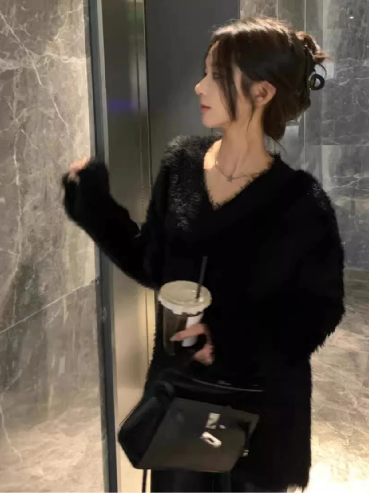 

Свитера Джемперы Пуловеры Женский кашемировый свитер Получерепаха Ulzzang Стиль Уличная городская мода Y2K Корейская популярная мода BF