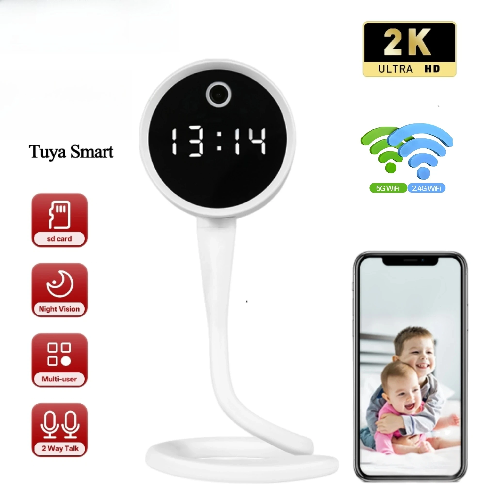 3MP WiFi Mini Camera Indoor Wireless IP Security Surveillance Camera IR Night Vision AI Detect Home Baby Pet Monitor Cam