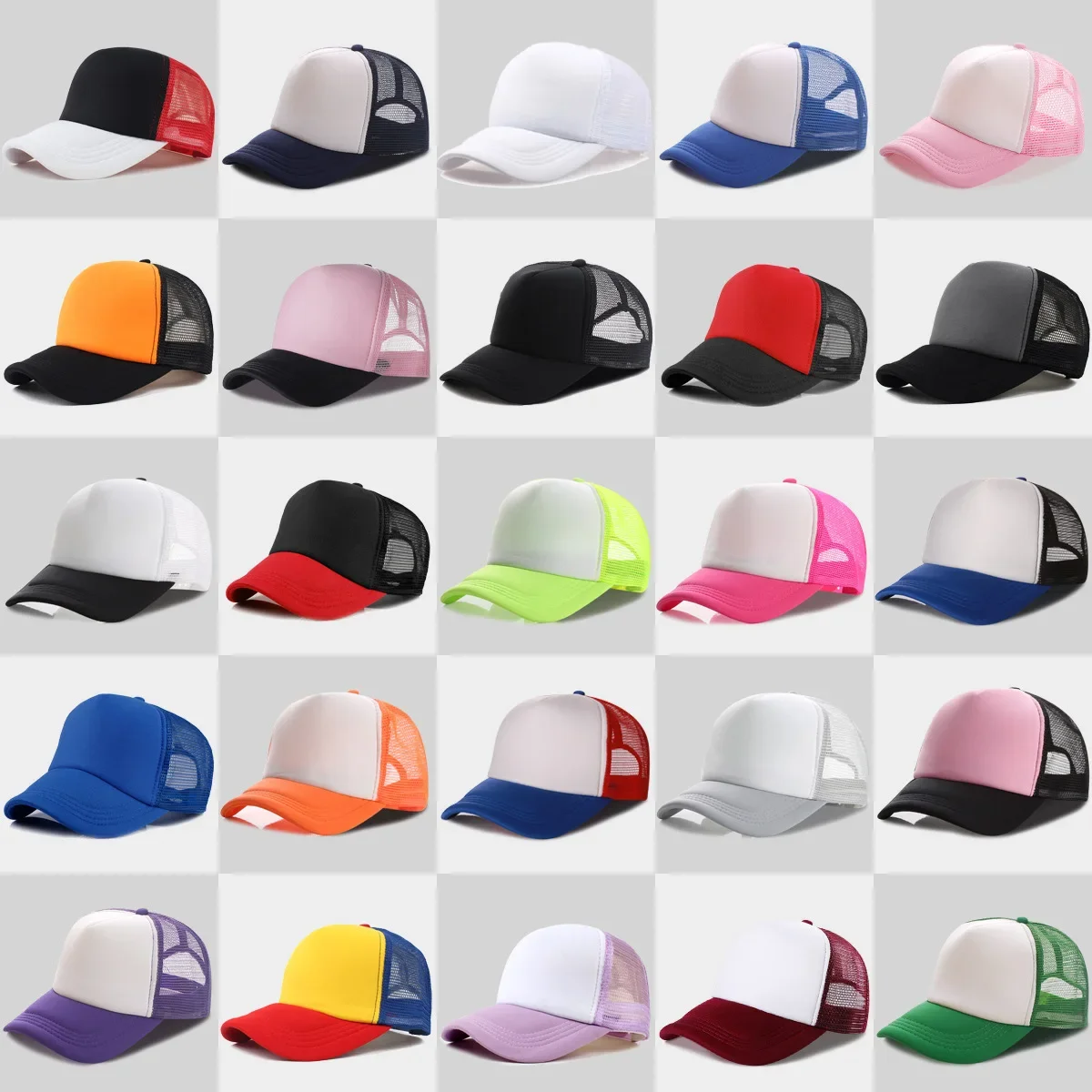 

1PC Fashion Unisex Plain Baseball Cap Adjustable Trucker Flat Visor Cap Snapback Mesh Curved Men Women Casual Sun Summer Hat