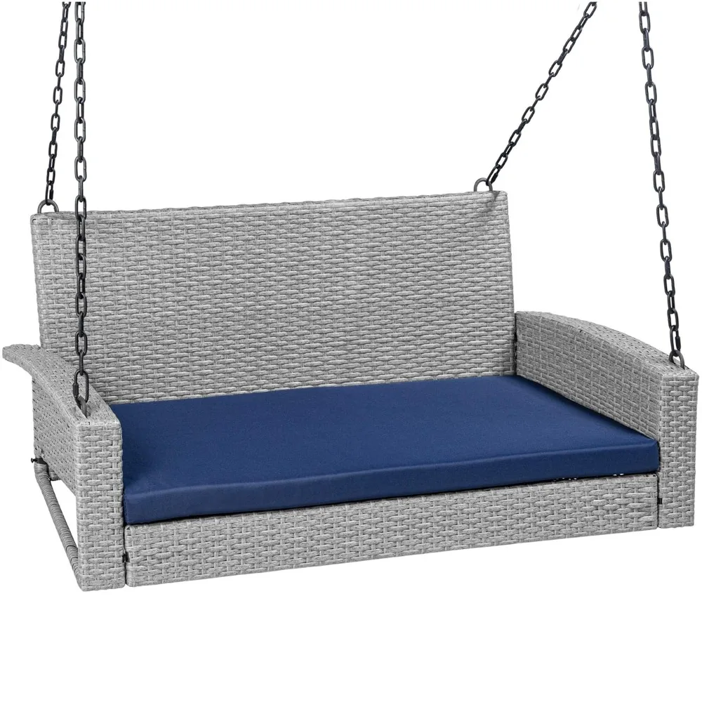 

Woven Wicker Outdoor Porch Swing, Hanging Patio Bench, Customized