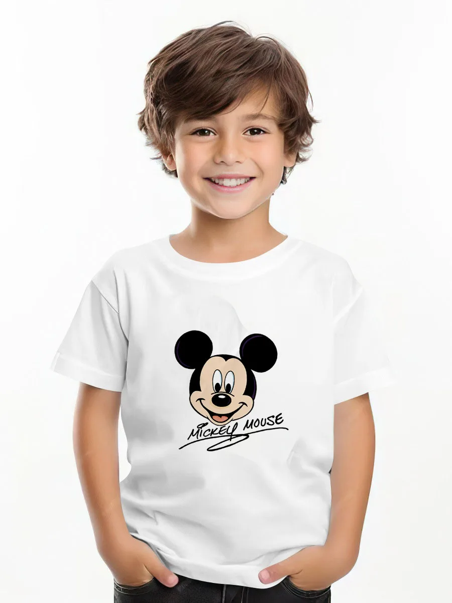 

2025 New Cartoon Mickey T-shirt Disney Kids Clothes Short Sleeve Tops Boutique Children's Wear Tshirt Crewneck Disney Tee