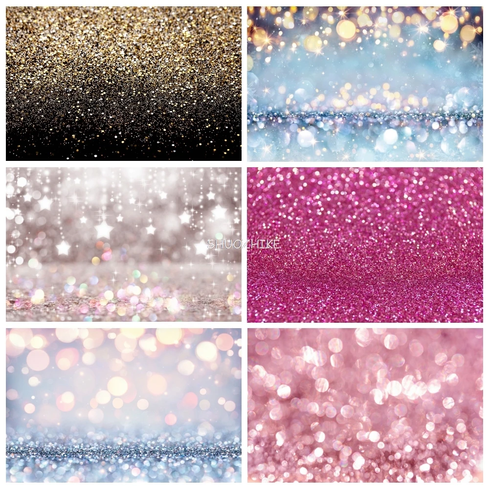 

Dreamy Glitters Shiny Golden Black Polka Dot Light Bokeh Photographic Backdrop Wedding Love Birthday Party Baby Photo Background